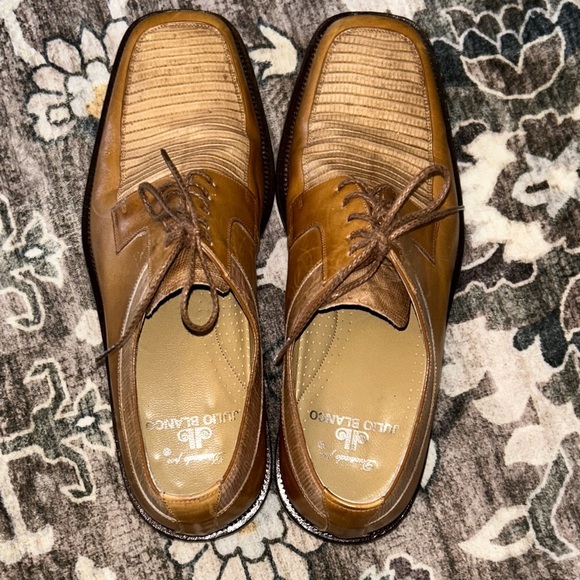 Tan Leather Men's Oxfords - Picture 6 of 8